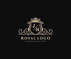 initiale jh lettre luxueux marque logo modèle, pour restaurant, royalties, boutique, café, hôtel, héraldique, bijoux, mode et autre vecteur illustration.
