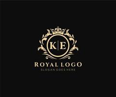 initiale ke lettre luxueux marque logo modèle, pour restaurant, royalties, boutique, café, hôtel, héraldique, bijoux, mode et autre vecteur illustration.