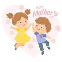 content de la mère journée salutation carte. content les enfants célébrer le de la mère journée. vecteur