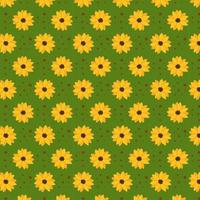 tournesols modèle sur vert Contexte. été concept pour tissu. vecteur illustration dans plat style