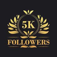 5k suiveurs fête conception. luxueux 5k suiveurs logo pour social médias suiveurs vecteur