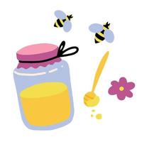 mon chéri dans une pot et les abeilles isolé sur blanc Contexte. plat dessin animé vecteur style d'illustration.