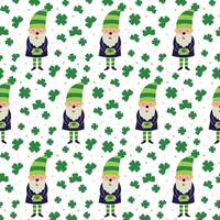 Saint patrick's journée vecteur sans couture modèle avec vert trèfle gnome lerechaun