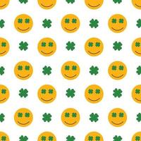 Saint patrick's journée vecteur sans couture modèle avec emoji trèfle