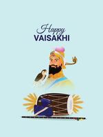 illustration créative du gourou sikh, guru gobind singh ji pour un heureux vaisakhi vecteur