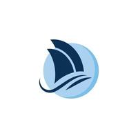 icône du logo de voilier, traversant l'eau vecteur