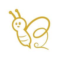 b initiales dans abeille forme logo et vecteur icône