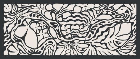 matisse art Contexte vecteur. abstrait Naturel main tiré modèle conception avec fleurs, feuilles, serpent. Facile contemporain style illustré conception pour tissu, imprimer, couverture, bannière, fond d'écran. vecteur