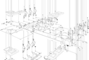 3d illustration du projet de construction vecteur