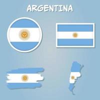 Argentine vecteur ensemble, détaillé pays forme avec Région les frontières, drapeaux et Icônes.