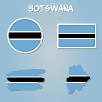 vecteur de le botswana pays contour silhouette avec drapeau ensemble.