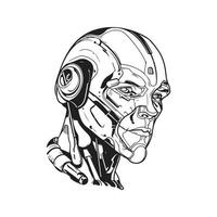 cyborg, vecteur concept numérique art, main tiré illustration
