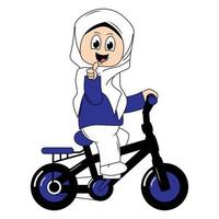 mignonne fille dessin animé balade vélo graphique vecteur