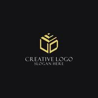ud initiale monogramme avec hexagone forme logo, Créatif géométrique logo conception concept vecteur