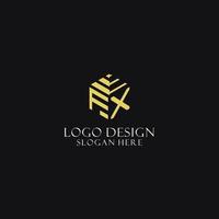fx initiale monogramme avec hexagone forme logo, Créatif géométrique logo conception concept vecteur