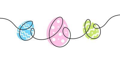 coloré Pâques des œufs avec géométrique orné dans ligne art style. vecteur illustration.