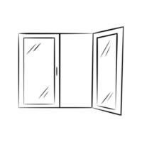 fenêtre ouvert esquisser, main dessin vecteur illustration isolé sur blanc Contexte