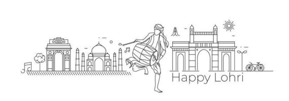 joyeux festival de vacances lohri du punjab en Inde, illustration vectorielle. vecteur