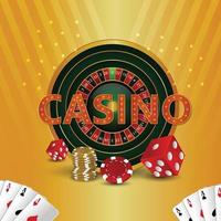 roulette de casino réaliste et dés de poker et cartes de jeu vecteur