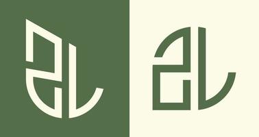 Créatif Facile initiale des lettres zl logo dessins empaqueter. vecteur