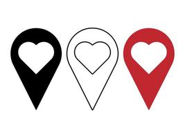 cœur en forme de emplacement broche, icône, signe, chercheur, GPS, vecteur illustration. content la Saint-Valentin journée