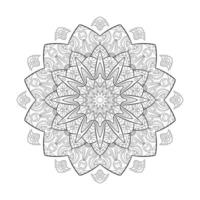 fleur contour symétrique mandala avec détails. parfait pour coloration et illustrations. vecteur