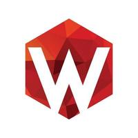 w rouge polygonal logo et vecteur icône