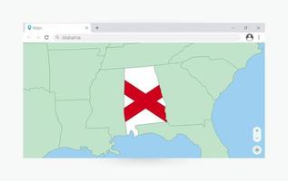 navigateur fenêtre avec carte de Alabama, recherche Alabama dans l'Internet. vecteur