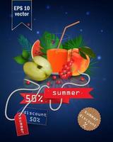 illustration de vente d & # 39; été avec fruits et jus