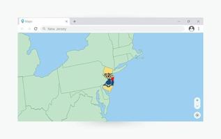 navigateur fenêtre avec carte de Nouveau Jersey, recherche Nouveau Jersey dans l'Internet. vecteur