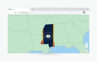 navigateur fenêtre avec carte de Mississippi, recherche Mississippi dans l'Internet. vecteur