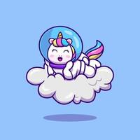 mignonne astronaute Licorne pose sur nuage dessin animé vecteur icône illustration. animal science icône concept isolé prime vecteur. plat dessin animé style