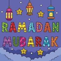 Ramadan mubarak coloré dessin animé illustration vecteur