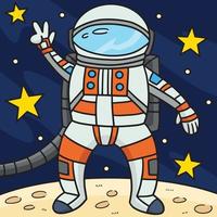 astronaute paix signe coloré dessin animé illustration vecteur