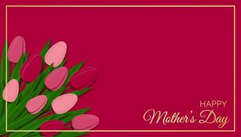 content de la mère journée carte. magnifique papier Couper tulipes sur rose Contexte. vecteur