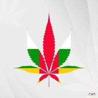 drapeau de central africain république dans marijuana feuille forme. le concept de légalisation cannabis dans central africain république. vecteur