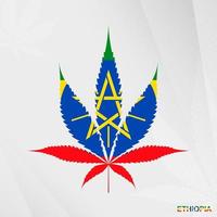 drapeau de Ethiopie dans marijuana feuille forme. le concept de légalisation cannabis dans Ethiopie. vecteur