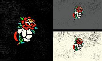 vecteur de une rouge Rose avec vert feuilles sur une noir Contexte