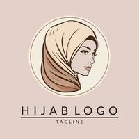 musulman femme avec hijab logo vecteur illustration conception