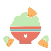 mignonne guacamole bol avec Nachos mexicain nourriture vecteur illustration