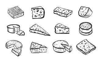 fromage collection. main tiré illustration vecteur