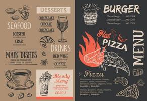 menu, restaurant café, modèle conception. nourriture prospectus. vecteur
