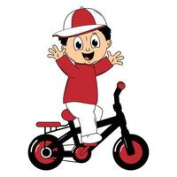 mignonne garçon dessin animé balade vélo illustration graphique vecteur