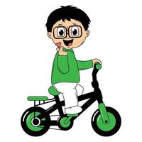 mignonne garçon dessin animé balade vélo illustration graphique vecteur