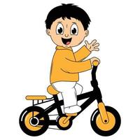 mignonne garçon dessin animé balade vélo illustration graphique vecteur