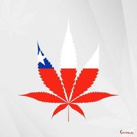 drapeau de Chili dans marijuana feuille forme. le concept de légalisation cannabis dans Chili. vecteur