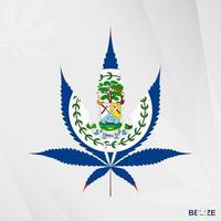 drapeau de Belize dans marijuana feuille forme. le concept de légalisation cannabis dans bélize. vecteur
