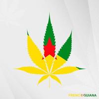 drapeau de français Guyane dans marijuana feuille forme. le concept de légalisation cannabis dans français Guyane. vecteur