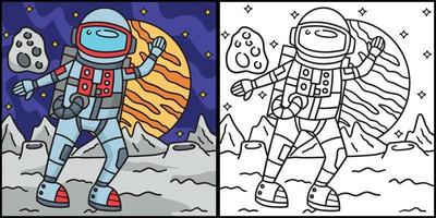 astronaute dans espace coloration page illustration vecteur