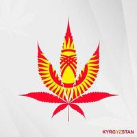 drapeau de Kirghizistan dans marijuana feuille forme. le concept de légalisation cannabis dans Kirghizistan. vecteur